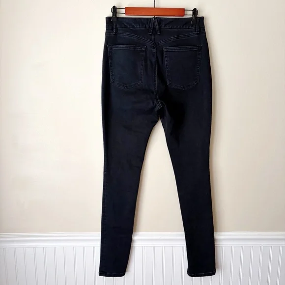 Good American | Good Waist Long Slit Outseam Skinny Jeans Black 12/31 NWT - Picture 7 of 10
